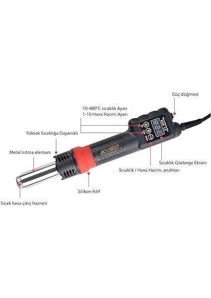 8208 Isı Ayarlı Sıcak Hava Üfleme Istasyonu Kalem Tip Bga modelleri