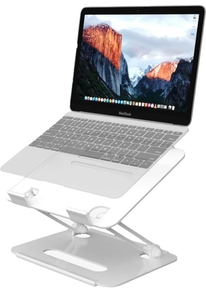 2 Tüm Modellerle Uyumlu Metal Kolay Ayarlanır Katlanabilir Beyaz Laptop Standı Yükseltici