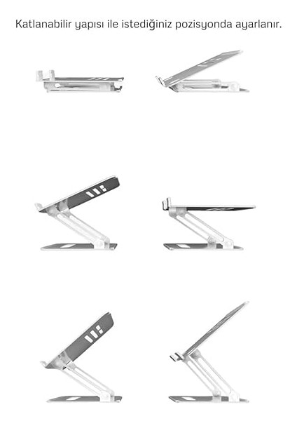 2 Tüm Modellerle Uyumlu Metal Kolay Ayarlanır Katlanabilir Beyaz Laptop Standı Yükseltici fırsatları