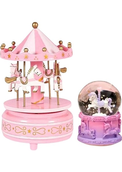 Karınca Unicorn Işıklı Kar Küresi ve Müzik Kutusu 2 Li Set El Yapımı ve Koleksiyonluk