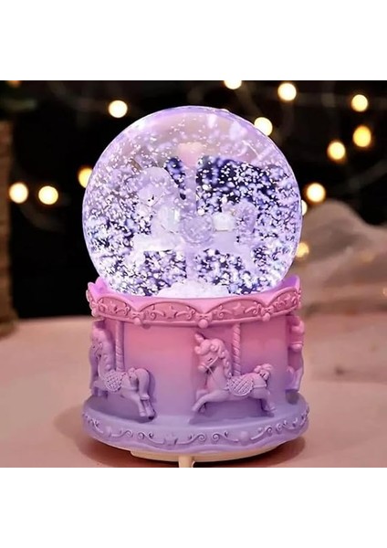 Karınca Unicorn Işıklı Kar Küresi ve Müzik Kutusu 2 Li Set El Yapımı ve Koleksiyonluk modelleri