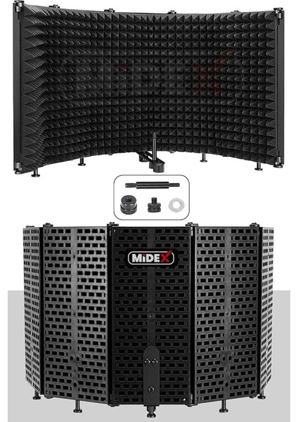 Pf-43 Mikrofon Ses Yalıtım Izolasyon Paneli 5 Bölümlü Ayaklı (69X26 Cm)