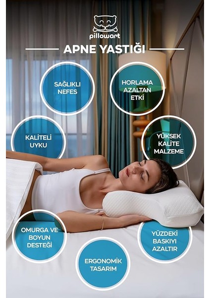 Uyku Apnesine Özel Ergonomik Destek Yastığı, Rahat ve Kesintisiz Uyku,kolay Nefes Alıp Verin