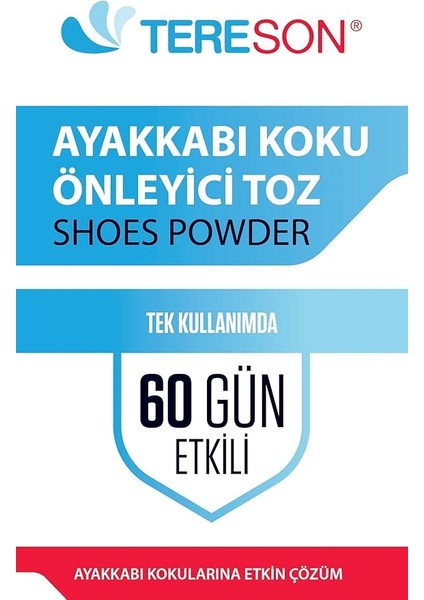 TERESON Ayakkabı Koku Önleyici Toz 60 Güne Kadar Etkili 10 Tek Kullanımda Kutuda