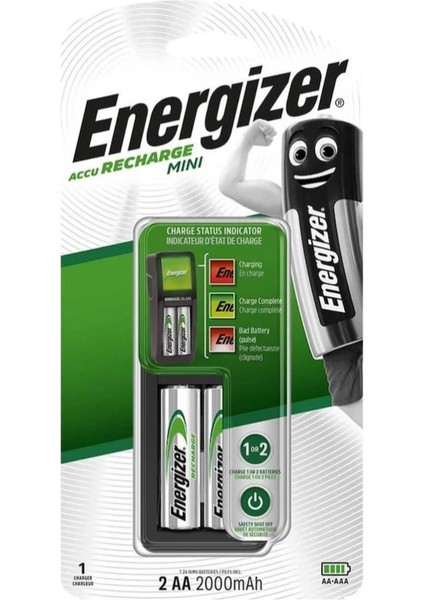 Mini Şarj Cihazı + 2000 mAh AA 2'li Şarj Edilebilir Pil fırsatları