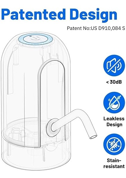 USB Şarjlı Otomatik Su Pompası | 5 Galon Damacana Uyumlu | Taşınabilir Elektrikli Su Dispenseri | Içme Suyu Otomatik Pompa (Beyaz) fiyatları
