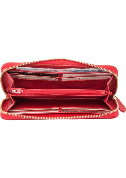 Kırmızı Hakiki Deri Kadın Cüzdan - S1CB00005734-B68