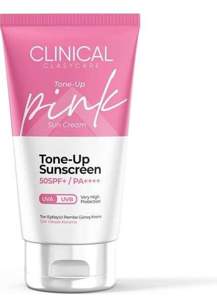 Clinical Spf 50 Pembe Ton Eşitleyici Güneş Kremi - Yüz Için Hafif Güneş Losyonu | Seyahat Boy Cilt Bakımı Koruması Kadınlar Için, 50 ml