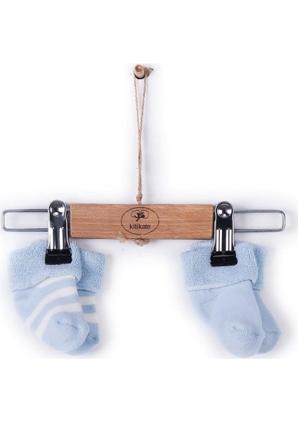 Organik Basic 2'li Havlu Çorap Çizgili Ekru Düz Mavi Kalın Çizgili