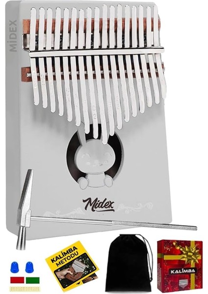 KLX-550 Beyaz Renk Gerçek Ağaç Kalimba 17 Tuşlu Full Set