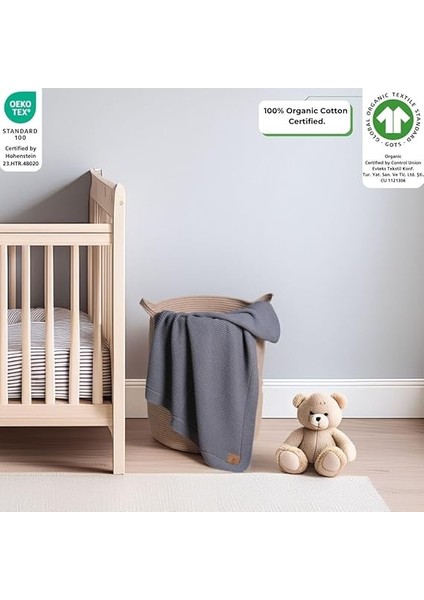 Dedi ALINA%100 Organik Pamuklu Bebek Battaniyesi Kızlar/erkek Çocuklar Için 80X100 cm - Kundak ve Bebek Battaniyesi, Yumuşak Hafif Örgü Battaniye (Antrasit) modelleri