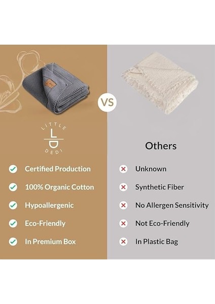 Dedi ALINA%100 Organik Pamuklu Bebek Battaniyesi Kızlar/erkek Çocuklar Için 80X100 cm - Kundak ve Bebek Battaniyesi, Yumuşak Hafif Örgü Battaniye (Antrasit) fırsatları