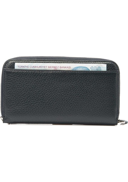 Lacivert Hakiki Deri Kadın Cüzdan - S1CB00005734-A38