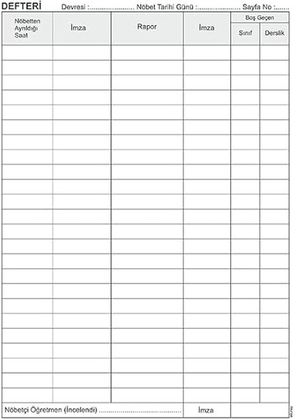 Ögrencı Nöbet Defterı Sunı Derı 100 Yaprak 21X30 fırsatları