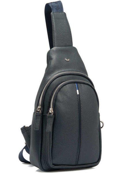 Lacivert Hakiki Deri Erkek Çapraz Askılı Çanta - S1AC00021401-X86