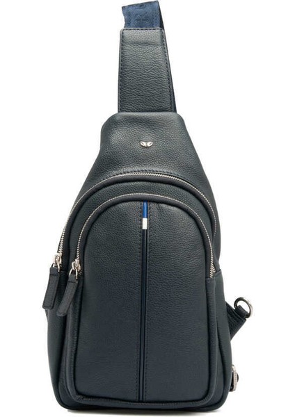 Lacivert Hakiki Deri Erkek Çapraz Askılı Çanta - S1AC00021401-X86