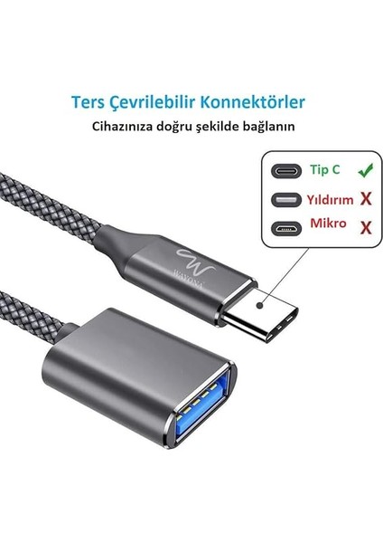 USB Tip C Otg Kablo, Veri Senkronizasyonu 3.0, Oneplus 7,6t, Samsung ve Tüm Tip C Akıllı Telefonlar Için fiyatları