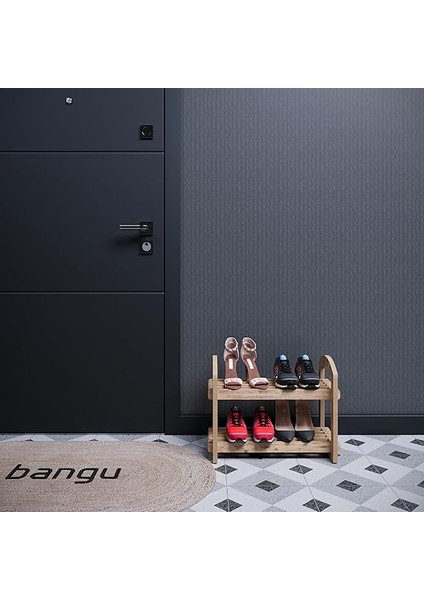 Demonte Portatif 2 Raflı Küçük Ayakkabılık Çok Amaçlı Dolap Antre Hol Kapı ÖNÜ%100 Mdf (Atlantik Çam) fiyatları