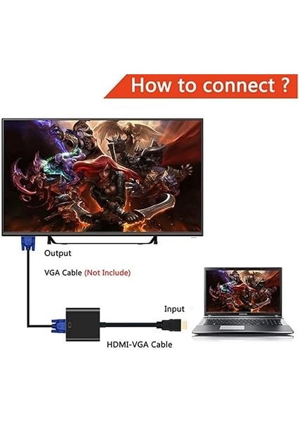 To VGA Görüntü Çevirici Aparat, Dijital HDMI Çıkışlı Bilgisayarların Görüntüsünü VGA Girişli Monitör, Projeksiyon Vb Görüntü Cihazlarına Aktarır, Çevirir, Siyah, Ses Çıkışsız, indirimleri
