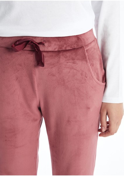 Yeni Sezon Beli Lastikli Düz Kadife Kadın Pijama Alt modelleri