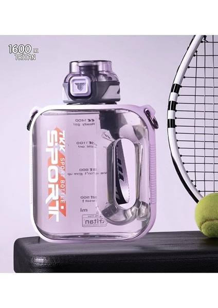 1600ML Pipetli/pipetsiz Kullanıma Uygun Taşıma Askılı Sızdırmaz Tritan Sport Matara (Mor) modelleri