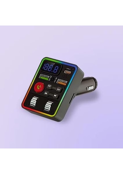 Rgb Renkli Fm Transmitter Mp3 Çalar Bluetooth 5.3 Hızlı Şarj Aleti Çakmaklık (Bass Kontrollü) indirimleri