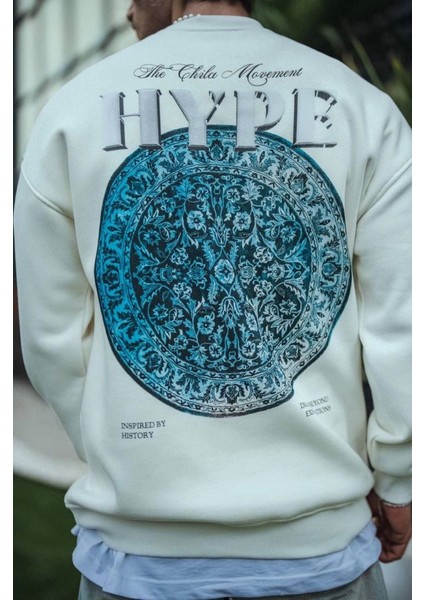 Üç Iplik Bisiklet Yaka Baskılı Sweatshirt - Beyaz modelleri