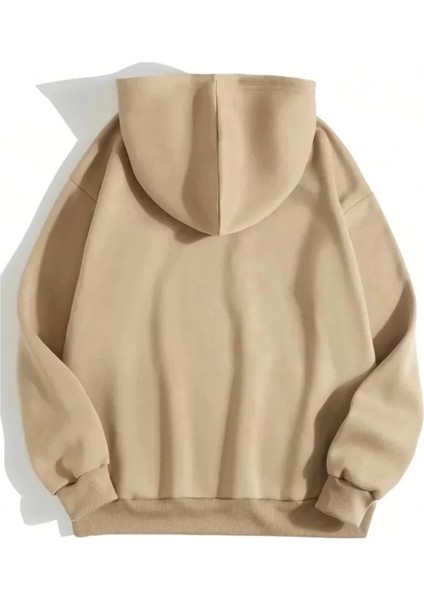 Erkek Düz Kapüşonlu Sweat - Bej fiyatları