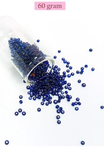Dökme Cam Kum Boncuk (8/0) 3 mm - 60 Gram - Şeffaf Lacivert - BNC207