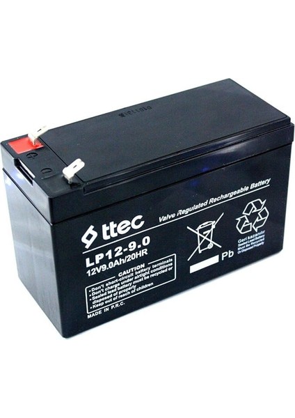 12V 9AH Bakımsız Kuru Akü (01/2025 Üretimi)