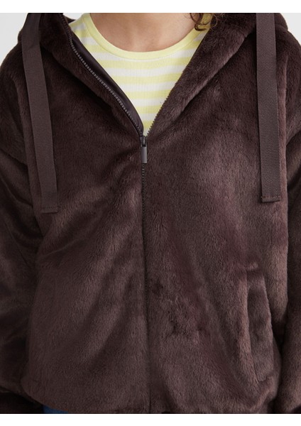 Yeni Sezon Kapüşonlu Oversize Kadın Pelüş Ceket modelleri