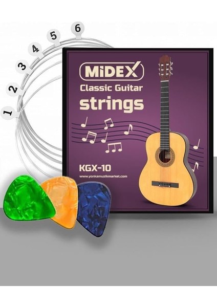 Kgx-10 Klasik Gitar Teli Takımı ve Pena Seti
