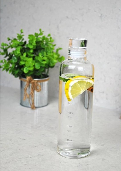 Sağlıklı Motivasyonlu Sızdırmaz Cam Su Şişesi 500 ml Günlük Su İhtiyacınızı Karşılayacak