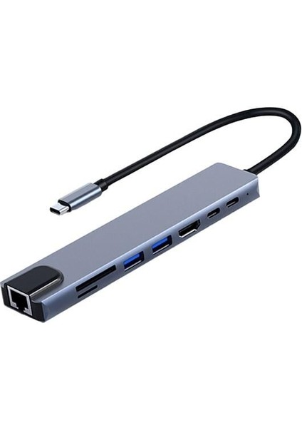 Frısby FA-7682C Type-C - 8 In1 RJ45+TF/SD+HDMI+USB*2+TYPE-C+PD