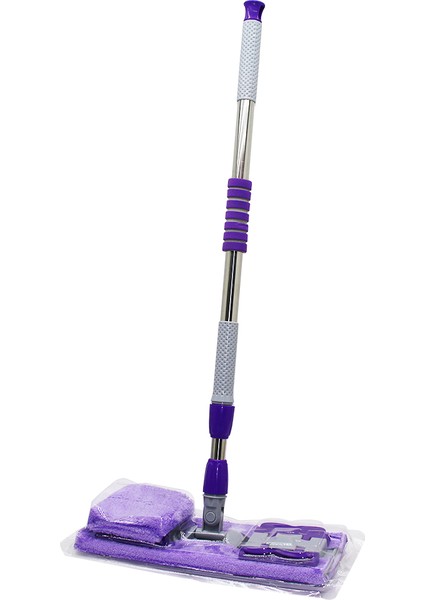 130CM Saplı 360° Döner Saplı Palet Mop - M.fiber Paspas Yedek Bezli Duvar Silme Mop (4940)