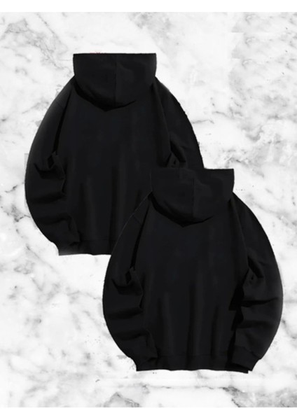 Örümcek Baskılı Sevgili Çift Kombini Kapüşonlu Sweatshirt - Hodie - Siyah fiyatları
