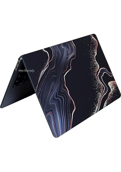 Macbook Air M1 Kılıf 13 Inç MARBLE15NL (Touchıd'li M1 Air) A2337 A2179 A1932 ile Uyumlu Siyah modelleri