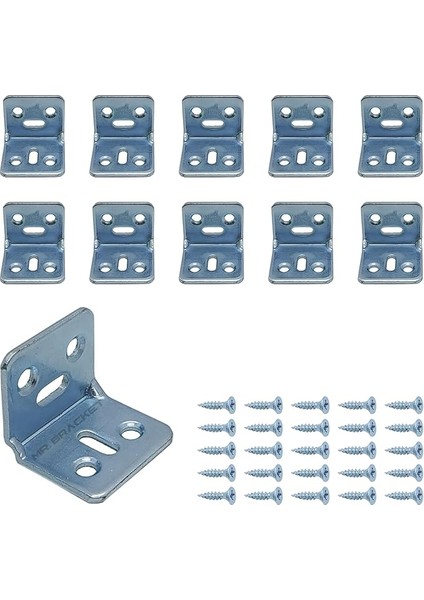 10 Ad. L Demir Gönye Köşebent 30X25X25MM - Mobilya Dolap Raf Masa Köşe Bağlantı Birleştirme Sabitleme Aparatı