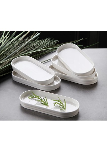 Heyf Beyaz Tekli Oval Tabak 20X12X2,4 cm 1ADET