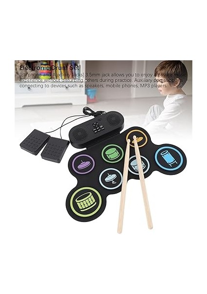 Set Çift Hoparlör Mıdı Elektrik Dur Pad, 3,5 mm Jack Şarj Edilebilir Roll Up Kiti Profesyoneller ve Yeni Başlayanlar Için indirimleri