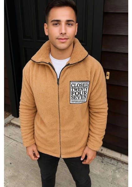 Erkek Polar Fermuarlı Sweatshirt – Kapüşonsuz, Cepli, Yumuşak Dokulu, Oversize Rahat Kalıp, K