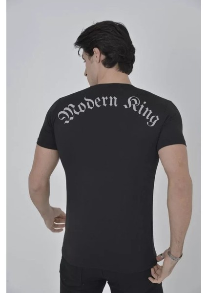 Unisex Göğüs File Aksesuarlı T-Shirt - Siyah fiyatları