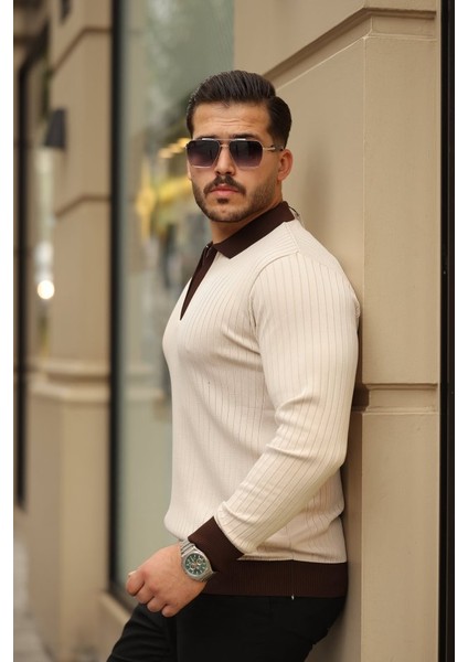 Erkek Kol ve Yaka Detaylı Uzun Kollu Triko fiyatları