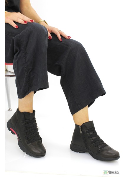 Mammimia Kadın Hakiki Deri Ortopedik Fermuarlı Spor Günlük Bot M26/KB4465