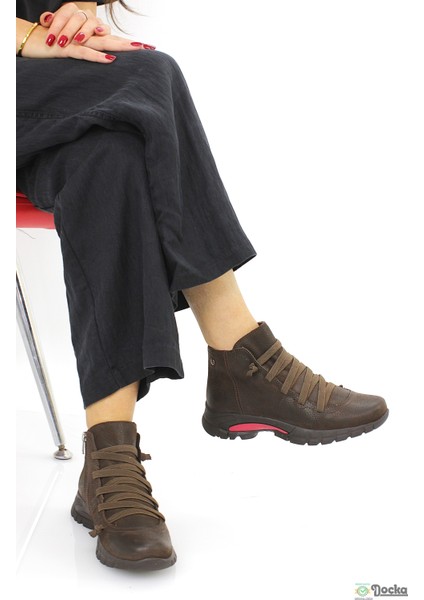 Mammimia Kadın Hakiki Deri Ortopedik Fermuarlı Spor Günlük Bot M26/KB4465