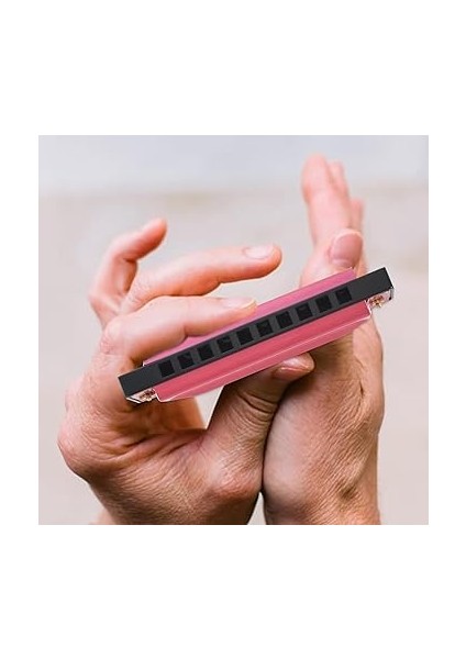 Mızıka, 10 Delikli Blues Armonika, Yetişkinler, Profesyoneller, Yeni Başlayanlar ve Çocuklar Için Kılıflı Mızıka (Pembe) fırsatları