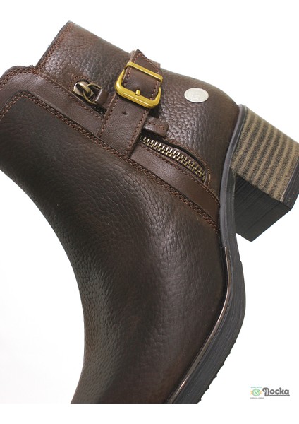 Mammimia Kadın Hakiki Deri Ortopedik Fermuarlı Alçak Topuklu Klasık Tarz Günlük Bot M26/KB4380