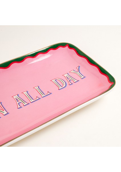 Luohu Porselen Servis Tabağı 22x11x2 Cm Pembe modelleri