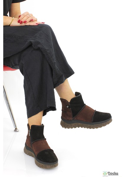 Mammimia Kadın Hakiki Deri Ortopedik Fermuarlı Düz Kalın Taban Spor Günlük Bot M26/KB4090 fiyatları