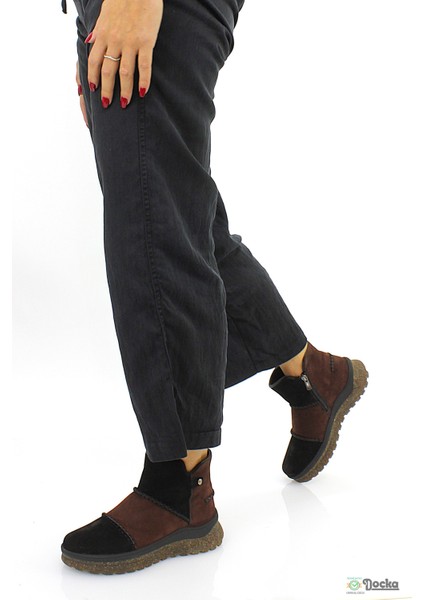 Mammimia Kadın Hakiki Deri Ortopedik Fermuarlı Düz Kalın Taban Spor Günlük Bot M26/KB4090 modelleri